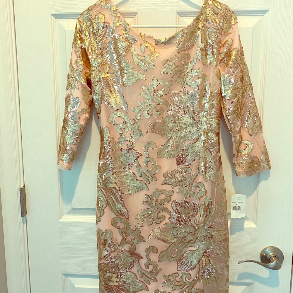 Pink rose gold glitter floral dress